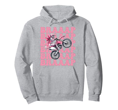 Braaap Dirtbike Mädchen Motocross Dirt Biking Mom Coquette Bow Pullover Hoodie von Womens Pink Coquette Bow Dirt Bike Motocross Gifts