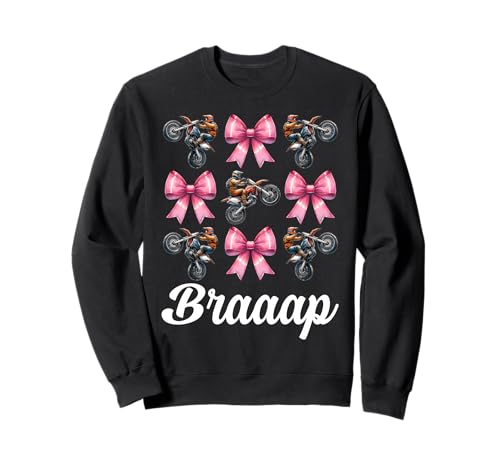 Braaap Dirtbike Mädchen Motocross Dirt Biking Mom Coquette Bow Sweatshirt von Womens Pink Coquette Bow Dirt Bike Motocross Gifts