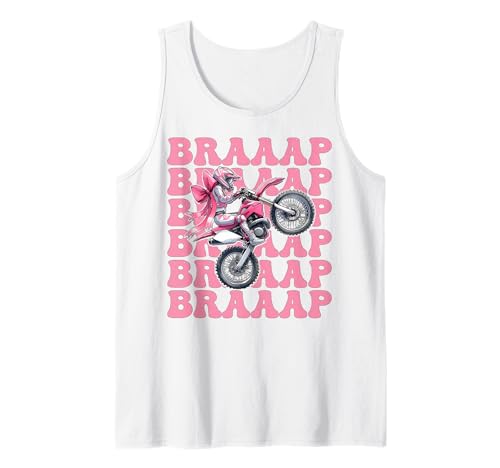 Braaap Dirtbike Mädchen Motocross Dirt Biking Mom Coquette Bow Tank Top von Womens Pink Coquette Bow Dirt Bike Motocross Gifts