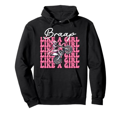 Dirt Bike Girl Motocross Dirt Biking Braap Wie EIN Mädchen Pullover Hoodie von Womens Pink Coquette Bow Dirt Bike Motocross Gifts