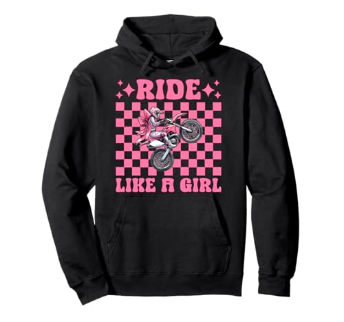 Dirt Bike Girl Motocross Dirtbike-Fahrt wie EIN Mädchen Pullover Hoodie von Womens Pink Coquette Bow Dirt Bike Motocross Gifts