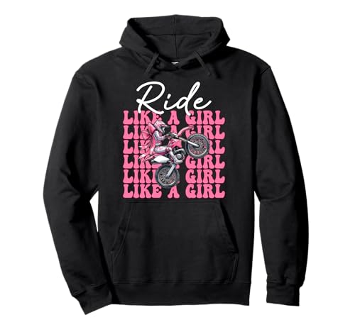 Dirt Bike Girl Motocross Dirtbike-Fahrt wie EIN Mädchen Pullover Hoodie von Womens Pink Coquette Bow Dirt Bike Motocross Gifts
