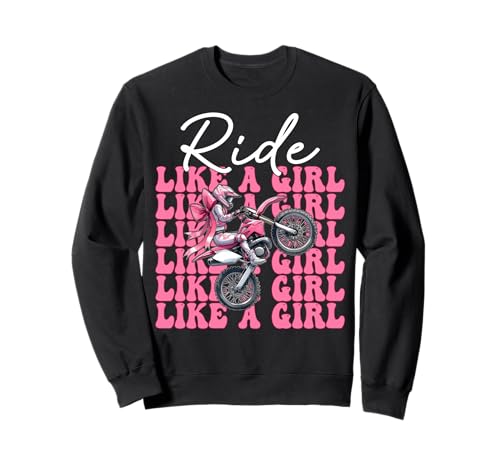Dirt Bike Girl Motocross Dirtbike-Fahrt wie EIN Mädchen Sweatshirt von Womens Pink Coquette Bow Dirt Bike Motocross Gifts