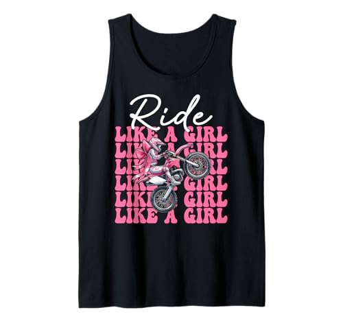 Dirt Bike Girl Motocross Dirtbike-Fahrt wie EIN Mädchen Tank Top von Womens Pink Coquette Bow Dirt Bike Motocross Gifts