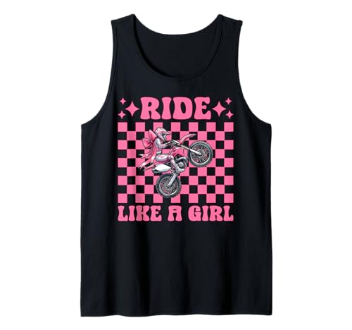 Dirt Bike Girl Motocross Dirtbike-Fahrt wie EIN Mädchen Tank Top von Womens Pink Coquette Bow Dirt Bike Motocross Gifts