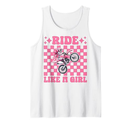 Dirt Bike Girl Motocross Dirtbike-Fahrt wie EIN Mädchen Tank Top von Womens Pink Coquette Bow Dirt Bike Motocross Gifts
