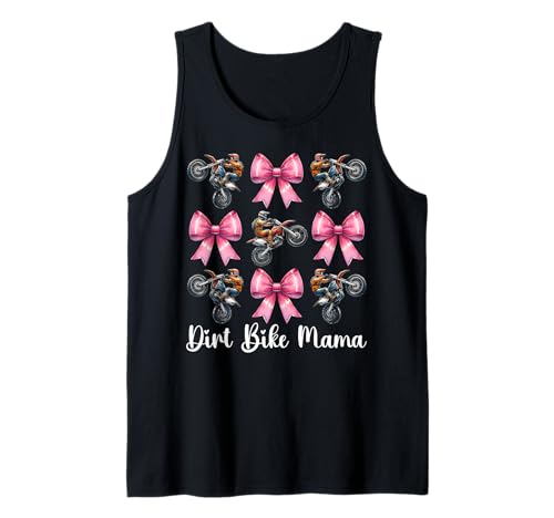 Dirt Bike Mama Mom Motocross Dirt Biking Muttertag Tank Top von Womens Pink Coquette Bow Dirt Bike Motocross Gifts