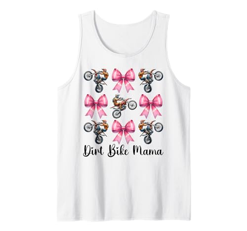 Dirt Bike Mama Mom Motocross Dirt Biking Muttertag Tank Top von Womens Pink Coquette Bow Dirt Bike Motocross Gifts