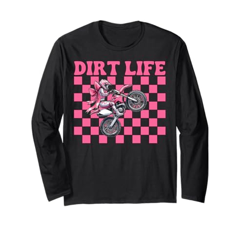 Dirt Life Dirt Bike für Mädchen, Motocross, Dirtbike, Mama, Kokette Langarmshirt von Womens Pink Coquette Bow Dirt Bike Motocross Gifts
