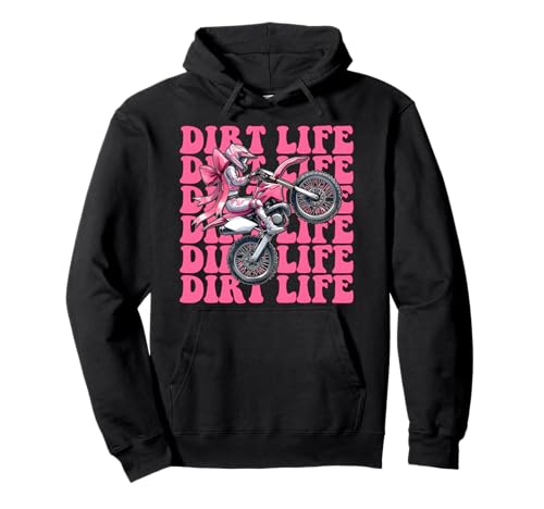 Dirt Life Dirt Bike für Mädchen, Motocross, Dirtbike, Mama, Kokette Pullover Hoodie von Womens Pink Coquette Bow Dirt Bike Motocross Gifts