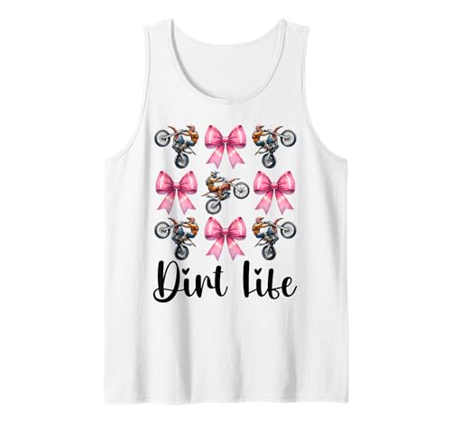 Dirt Life Dirt Bike für Mädchen, Motocross, Dirtbike, Mama, Kokette Tank Top von Womens Pink Coquette Bow Dirt Bike Motocross Gifts