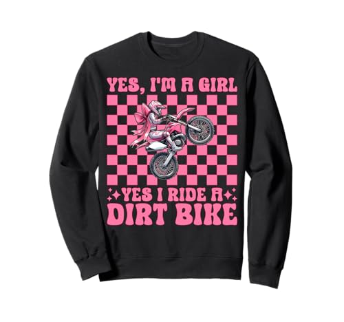 Ich Bin EIN Mädchen Ja, ich fahre EIN Dirtbike Motocross Dirt Biking Sweatshirt von Womens Pink Coquette Bow Dirt Bike Motocross Gifts