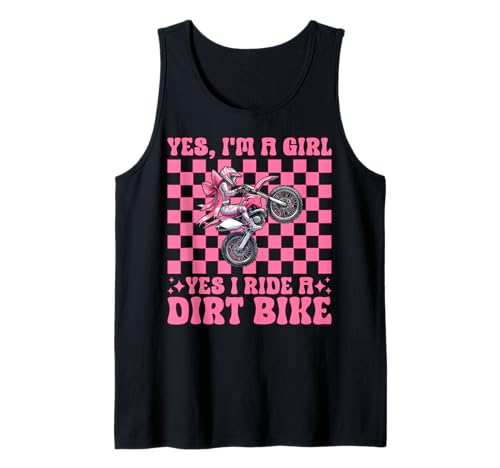 Ich Bin EIN Mädchen Ja, ich fahre EIN Dirtbike Motocross Dirt Biking Tank Top von Womens Pink Coquette Bow Dirt Bike Motocross Gifts