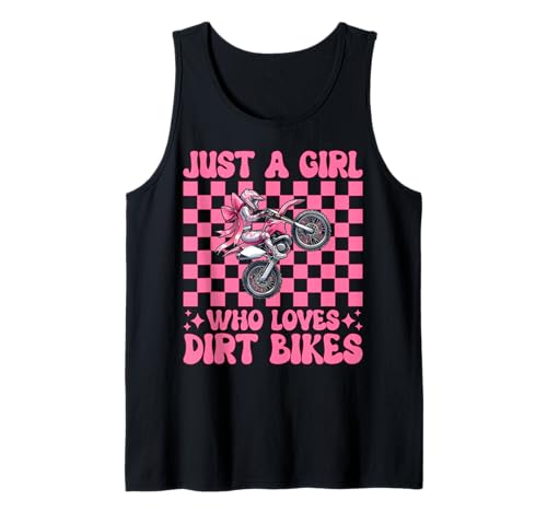 Nur EIN Mädchen, das Dirt Bikes liebt Dirt Bike Girl Dirt Biken Tank Top von Womens Pink Coquette Bow Dirt Bike Motocross Gifts