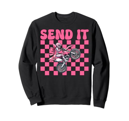 Send It Dirt Bike Coquette Bow für Mädchen, Motocross, Dirtbike Sweatshirt von Womens Pink Coquette Bow Dirt Bike Motocross Gifts