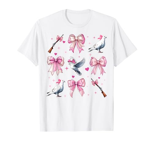 Taubenjagd, für Mädchen, kokette Schleife, für Mädchen, rosa, für Mama T-Shirt von Womens Pink Coquette Bow Dove Hunting Hunter Gifts