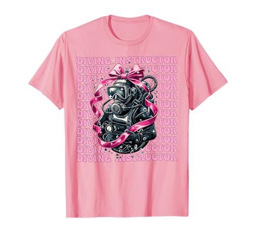 Fahrlehrerin Taucher Apnoe Taucher Mädchen Kokette Schleife Rosa T-Shirt von Womens Pink Coquette Bow Driving Instructor Gifts