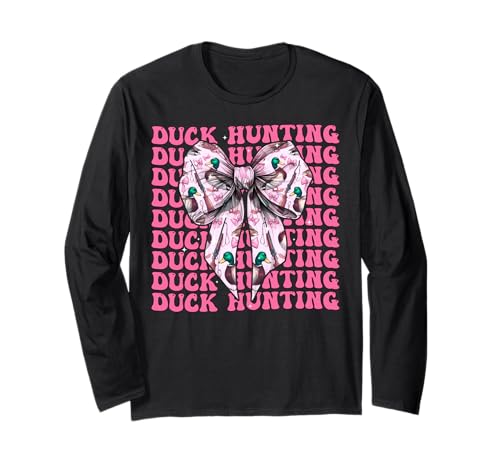 Duck Hunter Duck Hunting Girl Kokette Schleife Rosa Band Langarmshirt Duck Hunter Duck Hunting Girl Kokette Schleife Rosa Band Langarmshirt von Womens Pink Coquette Bow Duck Hunter Hunting Gifts