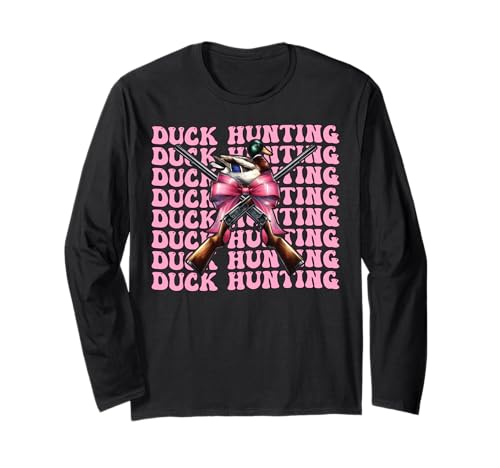 Duck Hunter Duck Hunting Girl Kokette Schleife Rosa Band Langarmshirt von Womens Pink Coquette Bow Duck Hunter Hunting Gifts