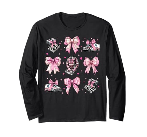 EMT Notfall-Medizin Krankenwagen Mädchen Kokette Bogen Langarmshirt EMT Notfall-Medizin Krankenwagen Mädchen Kokette Bogen Langarmshirt von Womens Pink Coquette Bow EMT Ambulance Gifts