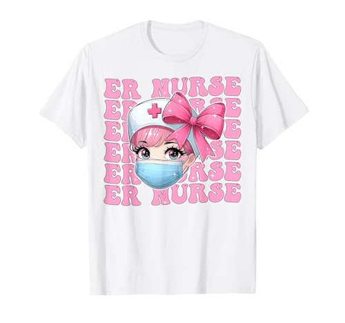 ER Krankenschwester Notfall Krankenschwester Mädchen Kokette Schleife Rosa Band T-Shirt ER Krankenschwester Notfall Krankenschwester Mädchen Kokette Schleife Rosa Band T-Shirt von Womens Pink Coquette Bow ER Nurse Emergency Gifts
