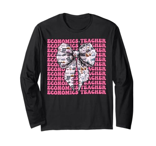 Wirtschaftslehrer Economy Girl Kokette Schleife Rosa Band Langarmshirt Wirtschaftslehrer Economy Girl Kokette Schleife Rosa Band Langarmshirt von Womens Pink Coquette Bow Economics Teacher Gifts