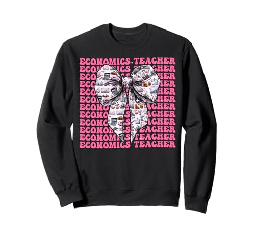 Wirtschaftslehrer Economy Girl Kokette Schleife Rosa Band Sweatshirt Wirtschaftslehrer Economy Girl Kokette Schleife Rosa Band Sweatshirt von Womens Pink Coquette Bow Economics Teacher Gifts