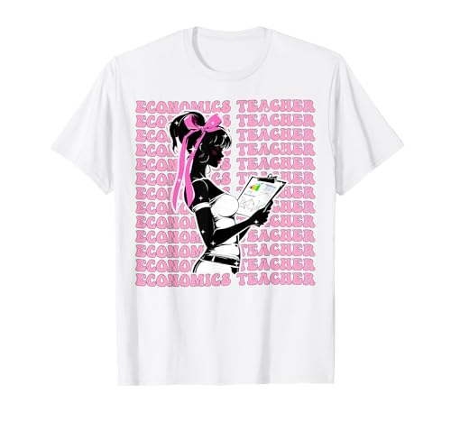Wirtschaftslehrer Economy Girl Kokette Schleife Rosa Band T-Shirt Wirtschaftslehrer Economy Girl Kokette Schleife Rosa Band T-Shirt von Womens Pink Coquette Bow Economics Teacher Gifts