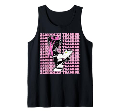 Wirtschaftslehrer Economy Girl Kokette Schleife Rosa Band Tank Top Wirtschaftslehrer Economy Girl Kokette Schleife Rosa Band Tank Top von Womens Pink Coquette Bow Economics Teacher Gifts