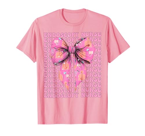 Endoskopie Krankenschwester Gastroenterologie ENDO Tech Girl Kokette Bogen T-Shirt von Womens Pink Coquette Bow Endoscopy Nurse Gifts