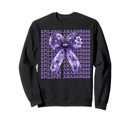 Lila Schleife für Epilepsie-Bewusstsein für Mädchen Sweatshirt Lila Schleife für Epilepsie-Bewusstsein für Mädchen Sweatshirt von Womens Pink Coquette Bow Epilepsy Awareness Gifts