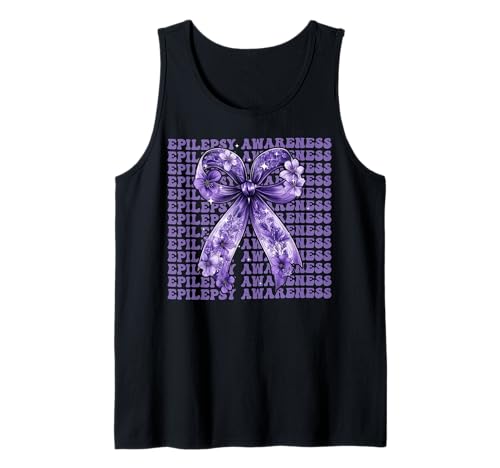 Lila Schleife für Epilepsie-Bewusstsein für Mädchen Tank Top Lila Schleife für Epilepsie-Bewusstsein für Mädchen Tank Top von Womens Pink Coquette Bow Epilepsy Awareness Gifts
