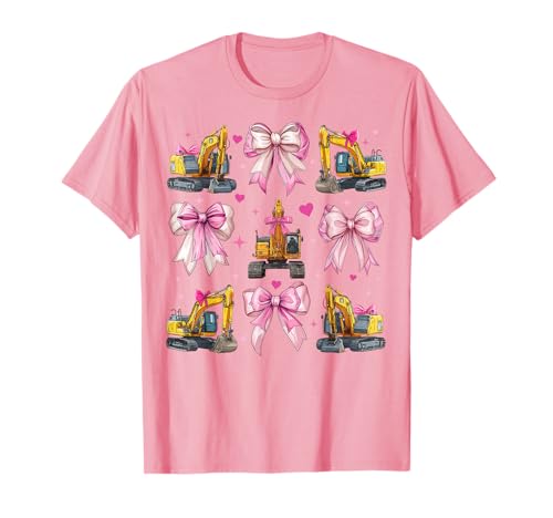 Baggerfahrer BAU HEO Girl Coquette Bow pink T-Shirt von Womens Pink Coquette Bow Excavator Operator Gifts