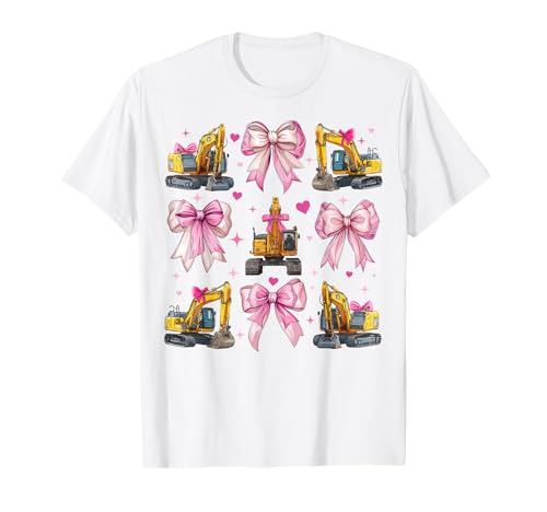 Baggerfahrer BAU HEO Girl Coquette Bow pink T-Shirt von Womens Pink Coquette Bow Excavator Operator Gifts