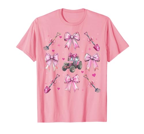 Farmer Farming Farm Traktor Mädchen Kokette Schleife Rosa Mama T-Shirt von Womens Pink Coquette Bow Farmer Farming Gifts