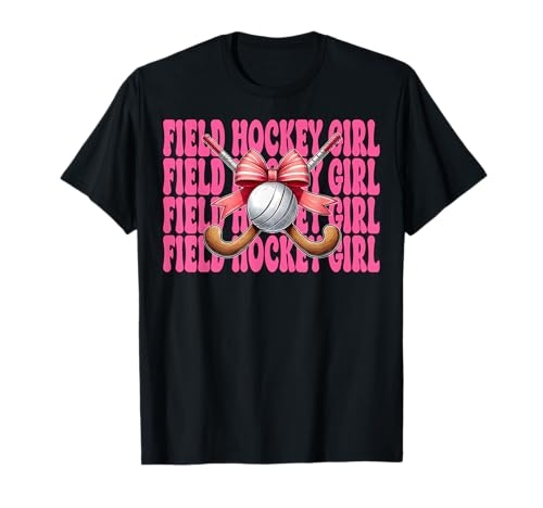 Feldhockey Girl Kokette Bogen T-Shirt von Womens Pink Coquette Bow Field Hockey Player Gifts