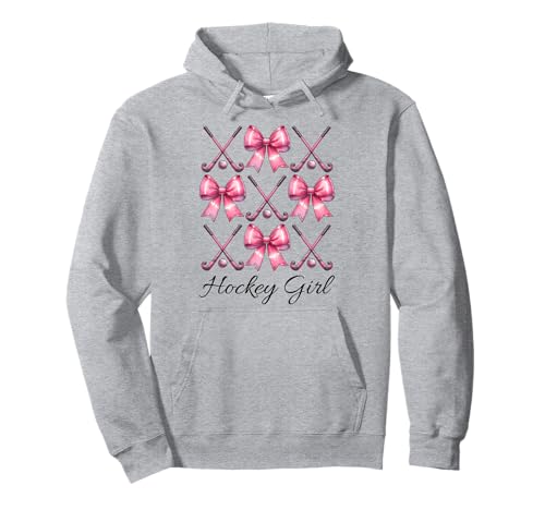 Hockey Girl Feldhockey Mädchen Kokette Bogen Pullover Hoodie Hockey Girl Feldhockey Mädchen Kokette Bogen Pullover Hoodie von Womens Pink Coquette Bow Field Hockey Player Gifts