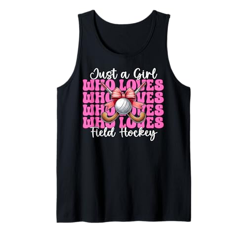 Just A Girl Who Loves Feldhockey Girl Kokette Schleife Tank Top von Womens Pink Coquette Bow Field Hockey Player Gifts