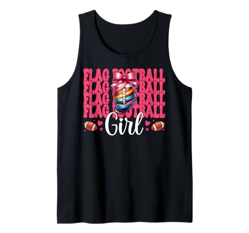 Flagge Fußball Mädchen Kokette Tank Top von Womens Pink Coquette Bow Flag Football Gifts