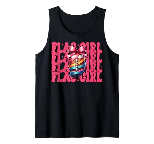 flagge mädchen flagge fussball mädchen kokette Tank Top von Womens Pink Coquette Bow Flag Football Gifts
