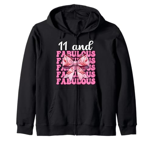 11 and Fabulous Flamingo Birthday 11 Jahre altes Mädchen Coquette Kapuzenjacke von Womens Pink Coquette Bow Flamingo Animal Gifts