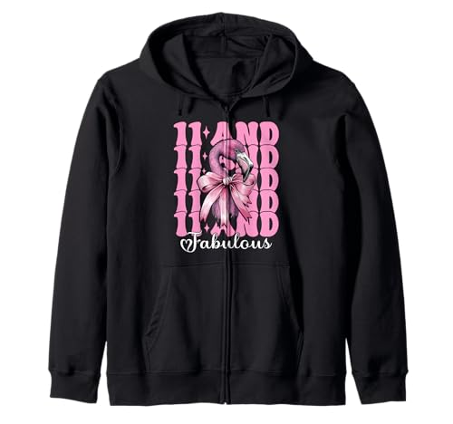 11 and Fabulous Flamingo Birthday 11 Jahre altes Mädchen Coquette Kapuzenjacke von Womens Pink Coquette Bow Flamingo Animal Gifts