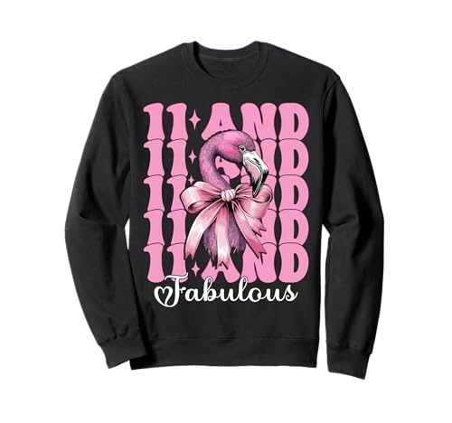 11 and Fabulous Flamingo Birthday 11 Jahre altes Mädchen Coquette Sweatshirt von Womens Pink Coquette Bow Flamingo Animal Gifts