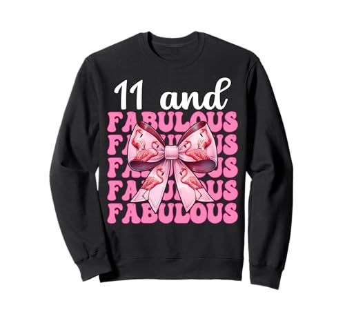 11 and Fabulous Flamingo Birthday 11 Jahre altes Mädchen Coquette Sweatshirt von Womens Pink Coquette Bow Flamingo Animal Gifts
