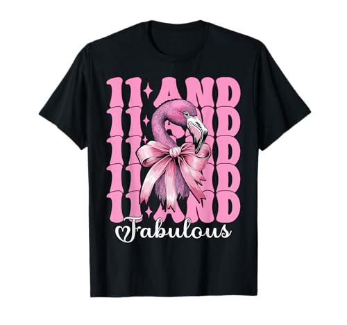 11 and Fabulous Flamingo Birthday 11 Jahre altes Mädchen Coquette T-Shirt 11 and Fabulous Flamingo Birthday 11 Jahre altes Mädchen Coquette T-Shirt von Womens Pink Coquette Bow Flamingo Animal Gifts