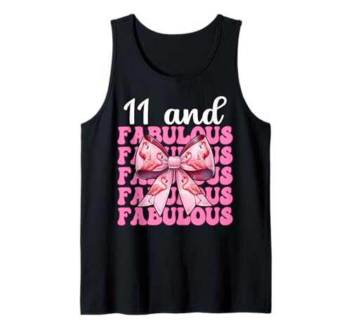 11 and Fabulous Flamingo Birthday 11 Jahre altes Mädchen Coquette Tank Top von Womens Pink Coquette Bow Flamingo Animal Gifts