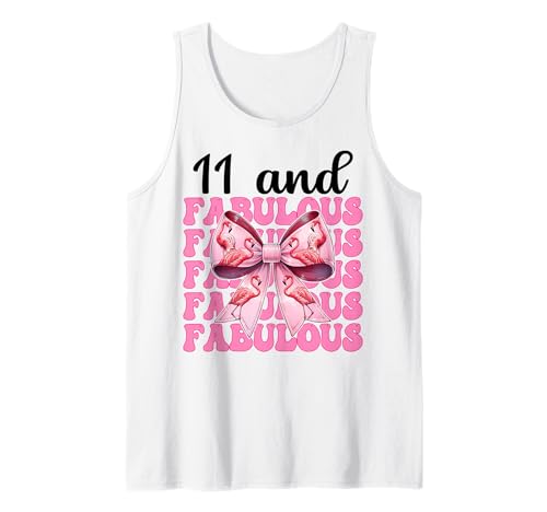 11 and Fabulous Flamingo Birthday 11 Jahre altes Mädchen Coquette Tank Top von Womens Pink Coquette Bow Flamingo Animal Gifts