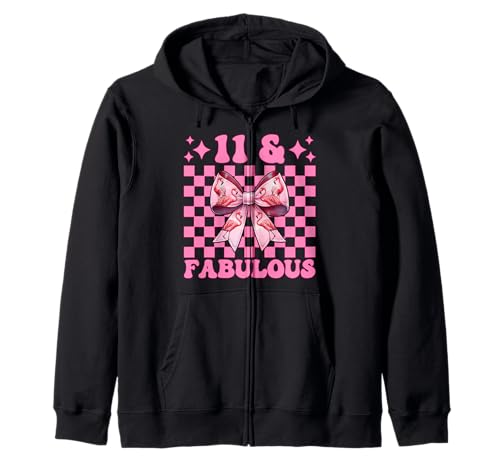 11 & Fabulous Flamingo Geburtstag 11 Jahre alt Mädchen Kokette Kapuzenjacke von Womens Pink Coquette Bow Flamingo Animal Gifts