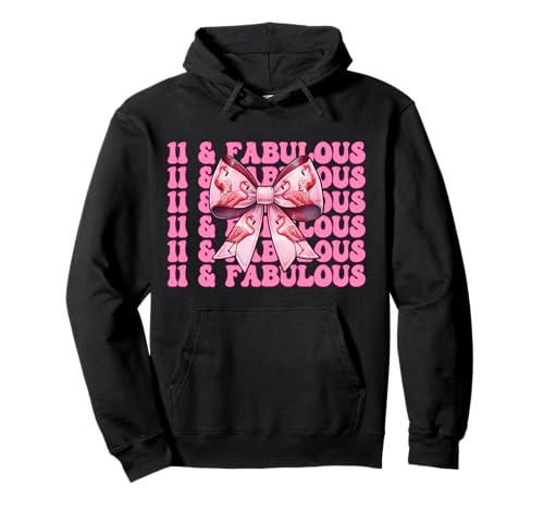 11 & Fabulous Flamingo Geburtstag 11 Jahre alt Mädchen Kokette Pullover Hoodie 11 & Fabulous Flamingo Geburtstag 11 Jahre alt Mädchen Kokette Pullover Hoodie von Womens Pink Coquette Bow Flamingo Animal Gifts