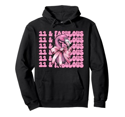 11 & Fabulous Flamingo Geburtstag 11 Jahre alt Mädchen Kokette Pullover Hoodie von Womens Pink Coquette Bow Flamingo Animal Gifts